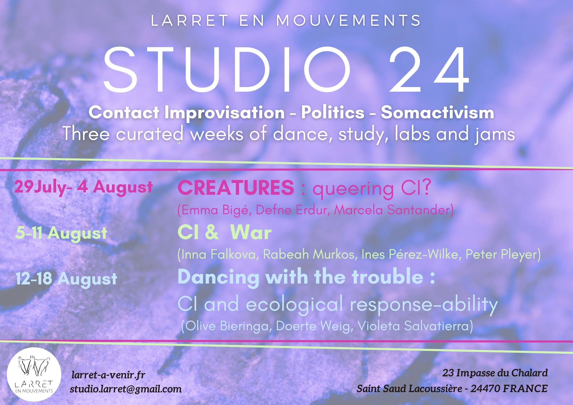Larret Summer Jam Studio 24 : Three curated weeks of dance, study, jams, labs
