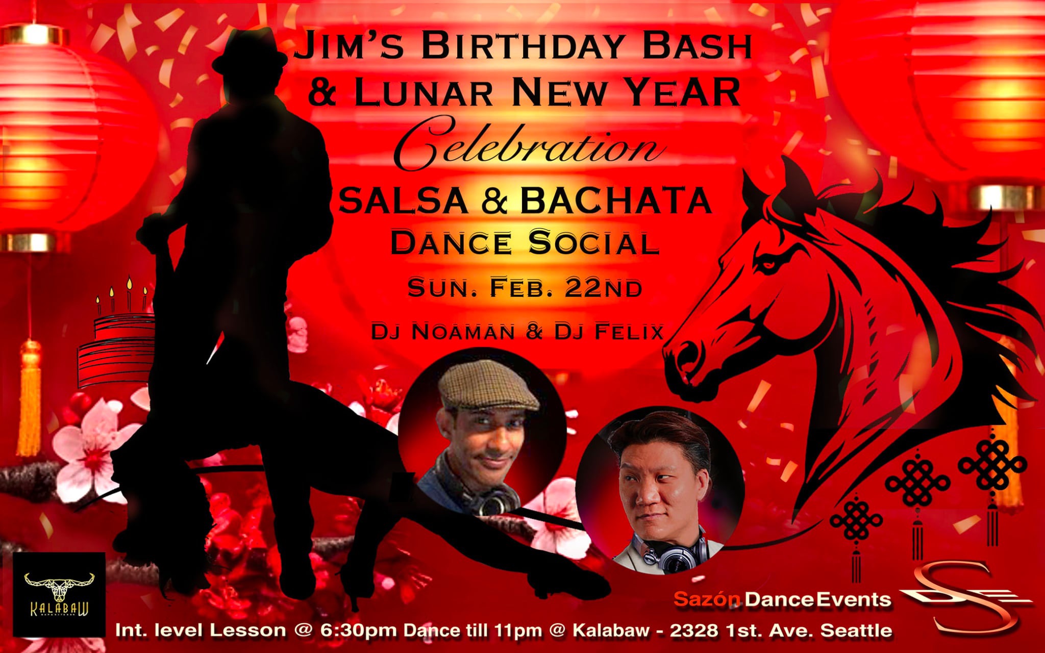 Jim's Birthday Bash & Lunar New Year Celebration -Salsa & Bachata Social w Int. Lesson