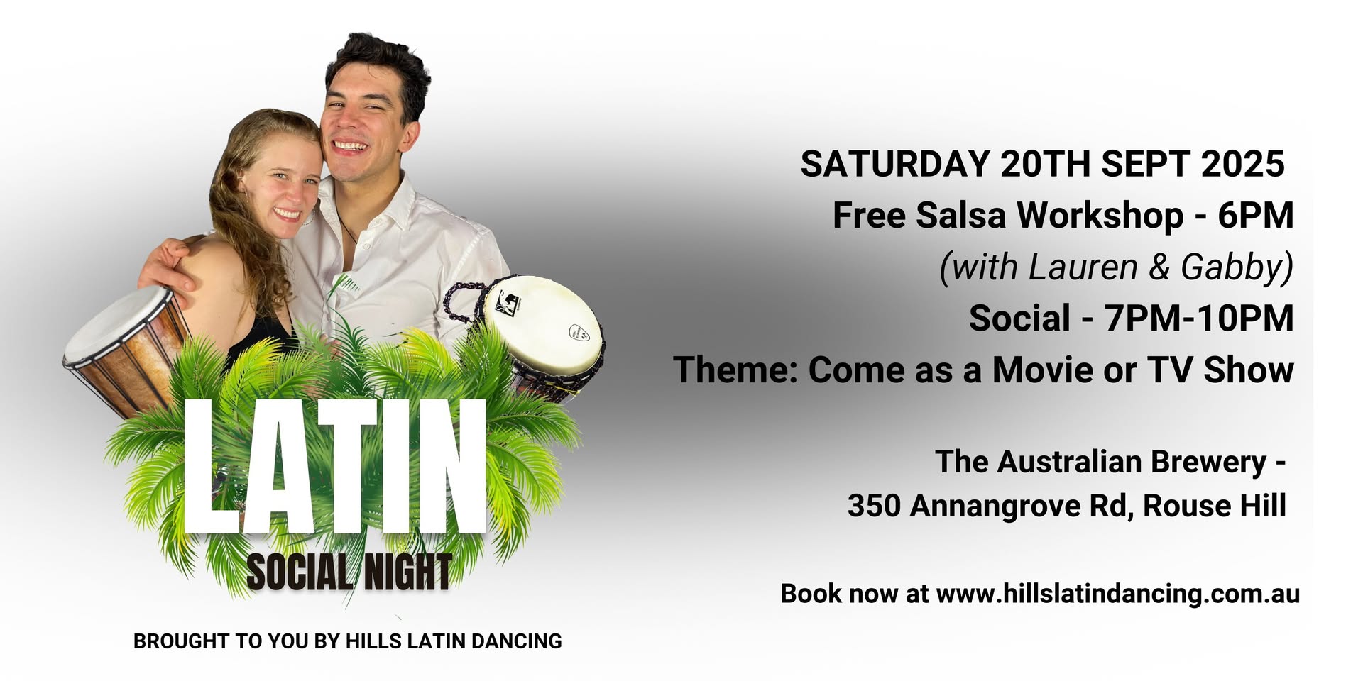 Hills Latin Dancing Saturday Socials - Salsa & Bachata - With Salsa Workshop