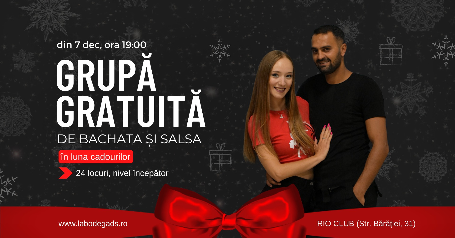Deschidem GRUPĂ GRATUITĂ de BACHATA & SALSA în decembrie