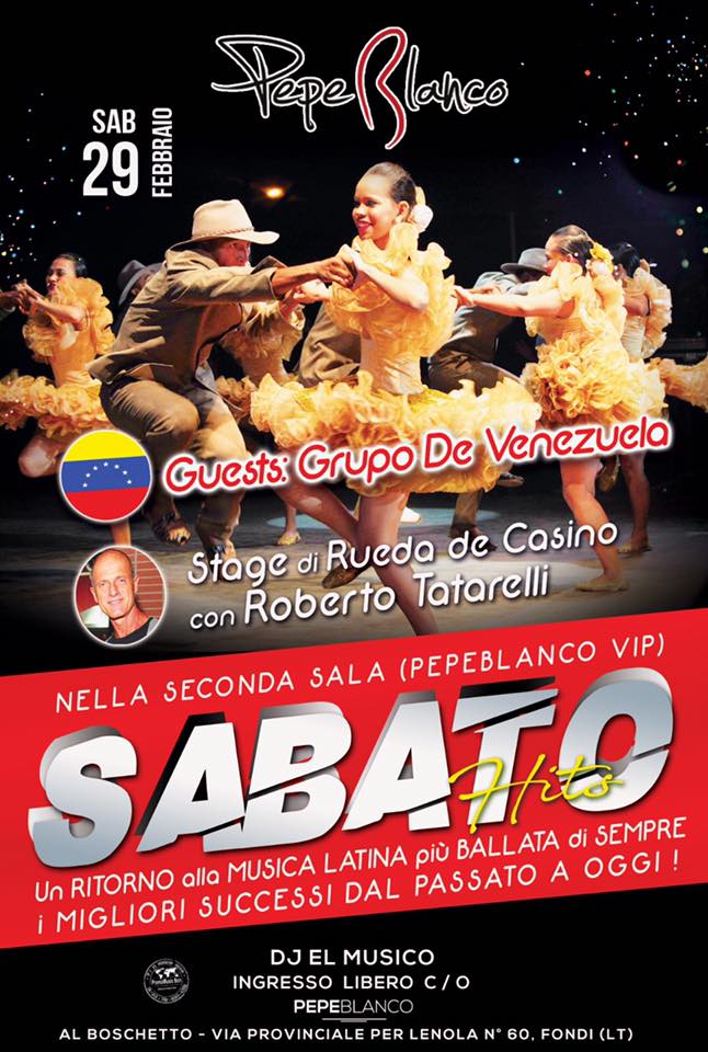 29•febbraio Sabato Hits Latino Pepeblanco Fondi