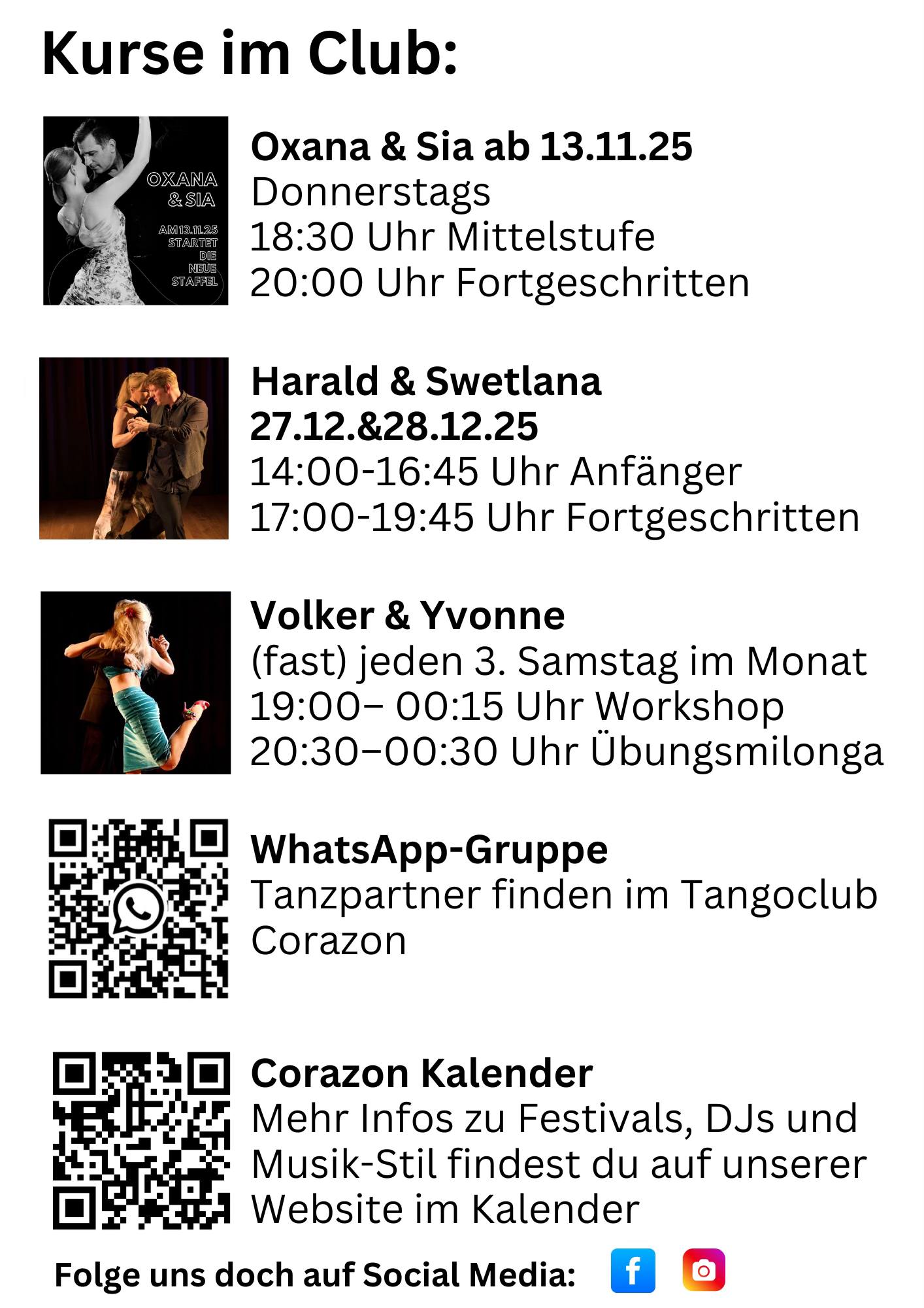 Tangokurse im Tangoclub Corazon Freiburg