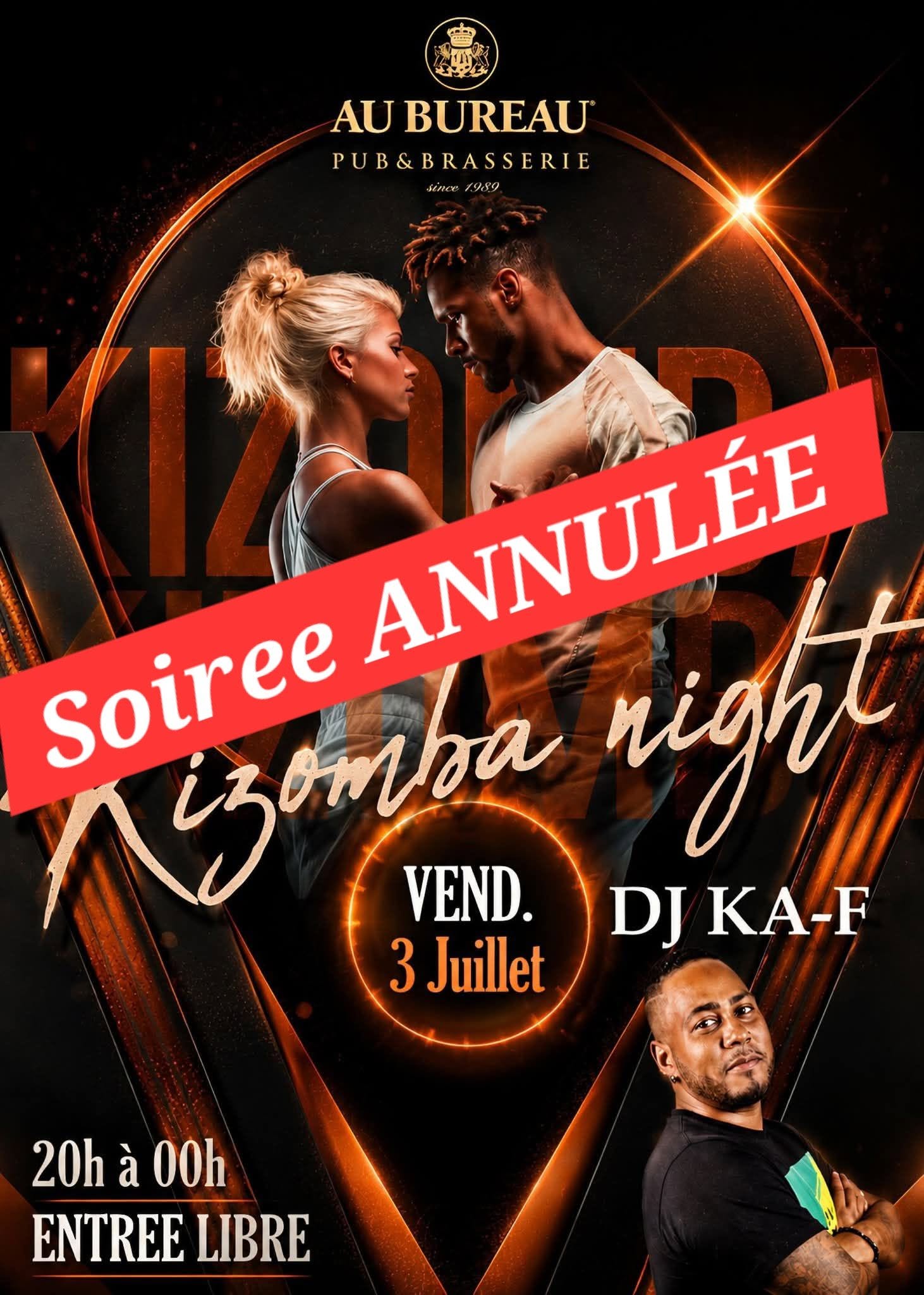 ⭐SPECIAL KIZOMBA Vendredi 3 JUILLET⭐ "AU BUREAU" Entrée Libre de 20h à 00h Dj KA-F