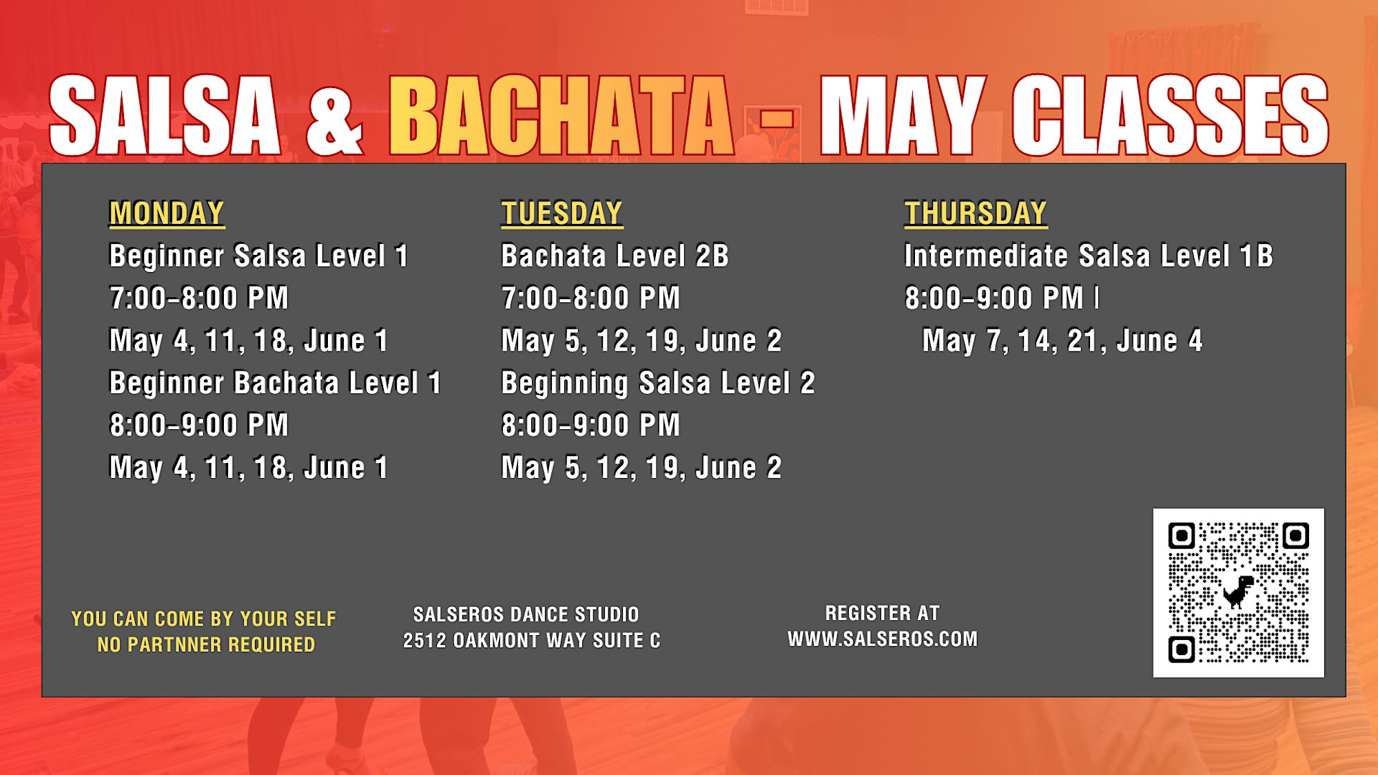 Salsa & Bachata Classes - May 2026