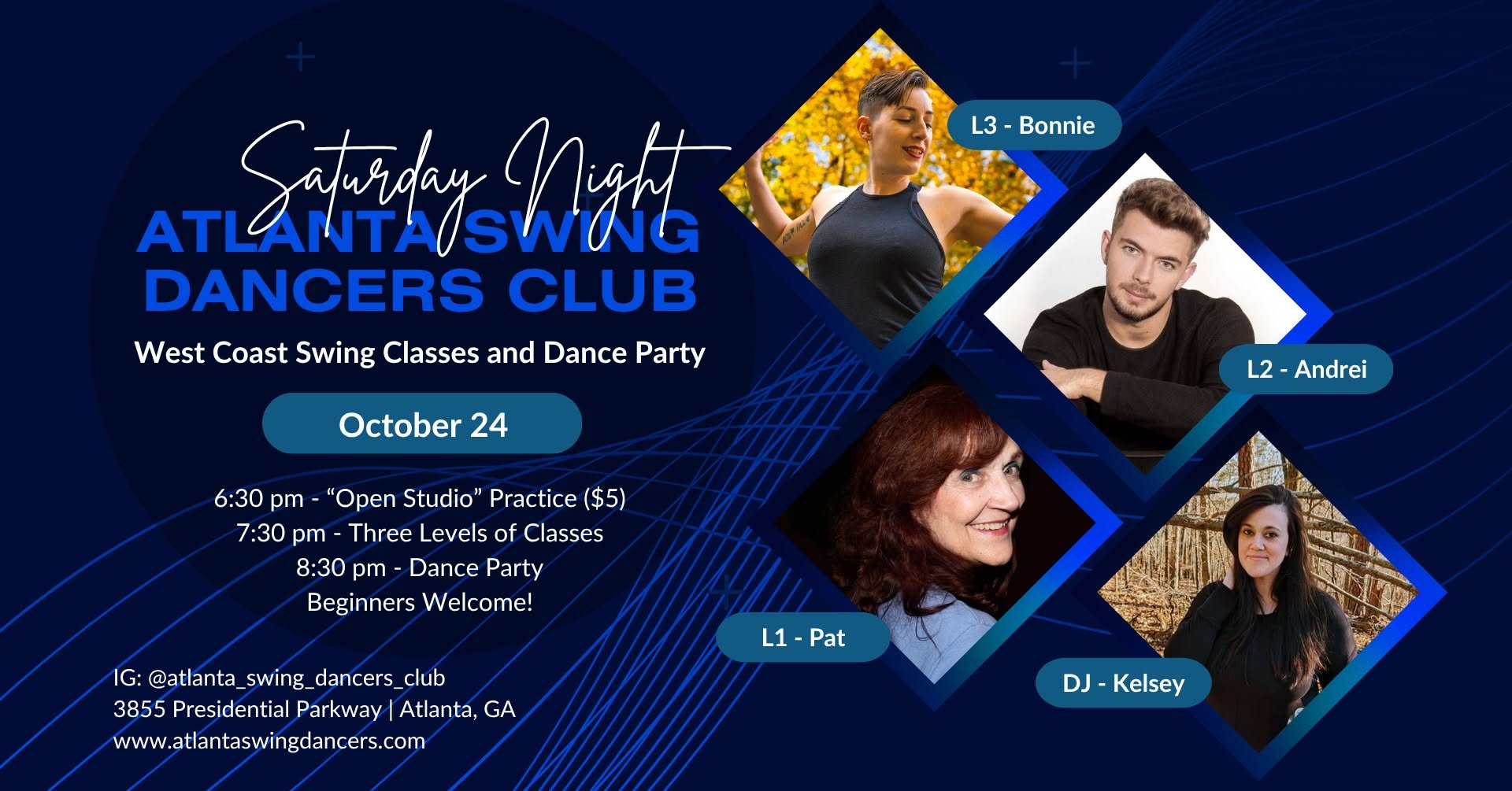 ASDC West Coast Swing Classes and Dance Party Saturday October 24