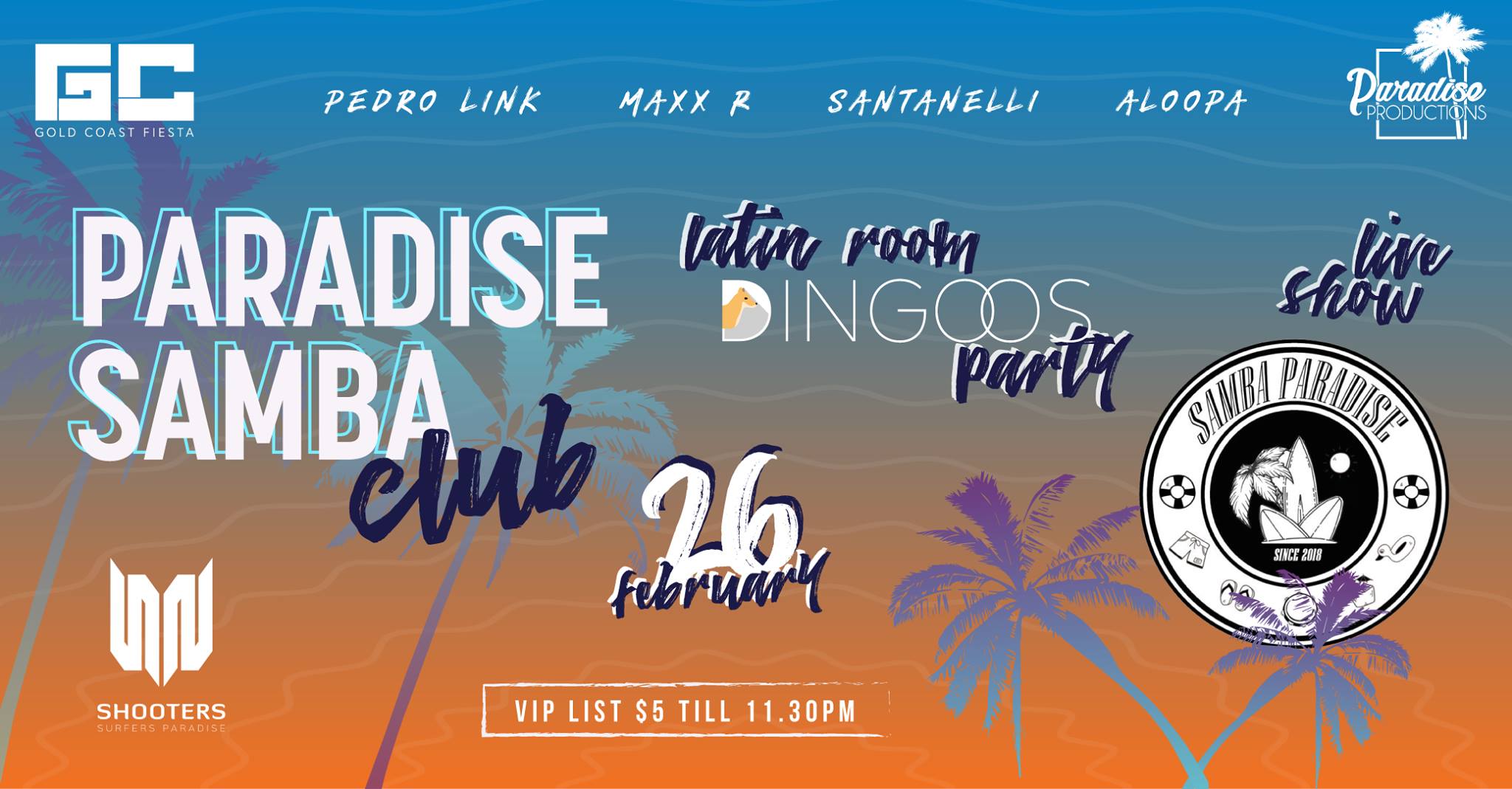 Tuesdays at Shooters - Samba Paradise + Latin Room!