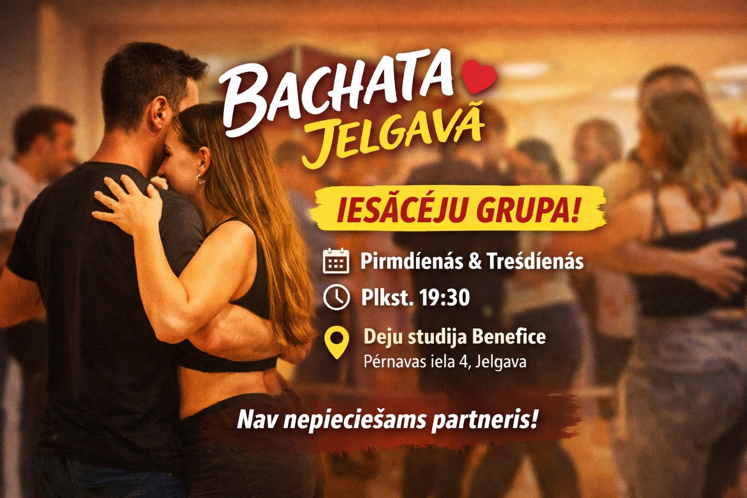 Bachata Nodarbības iesācējiem Jelgavā.
