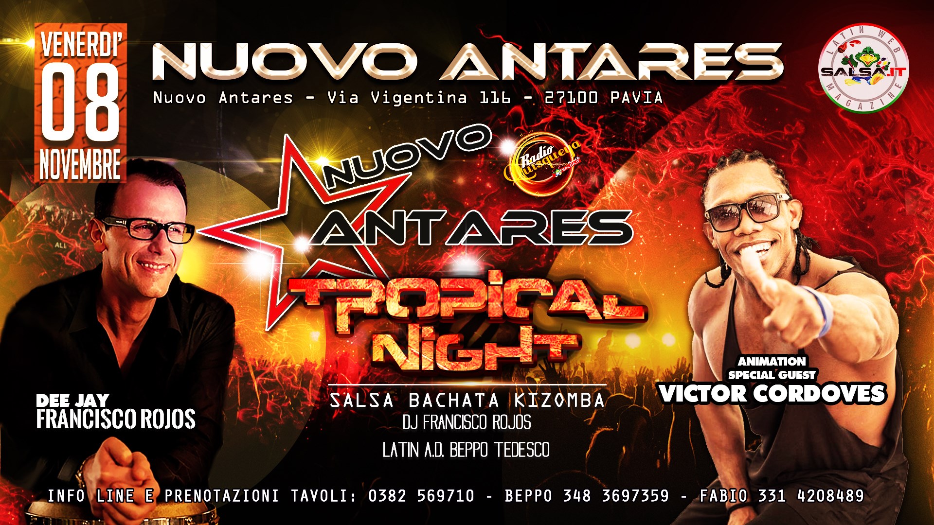 Venerdi 8 novembre* Antares*pavia tropical Latin night