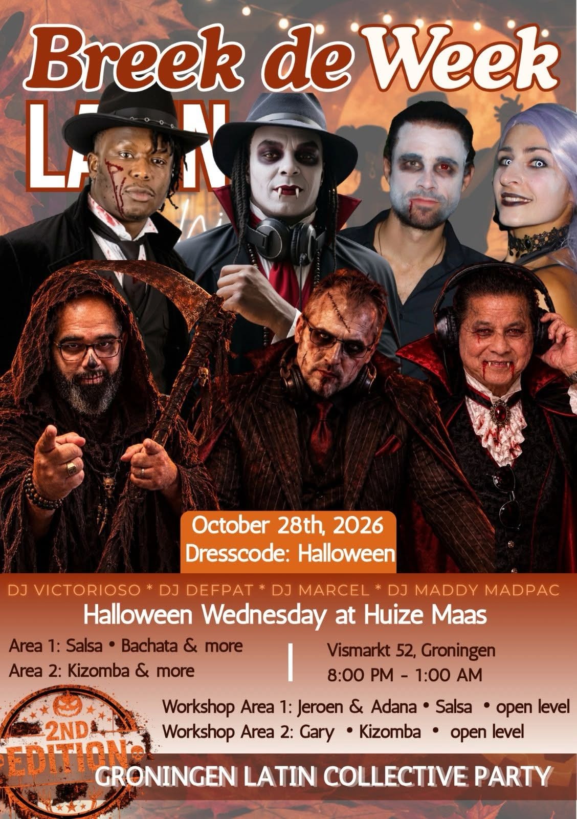 Wed. 28 10 26: Breek De Week Latin Night - Halloween Edition