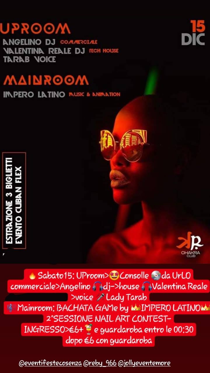 Chakra Club Sabato 15 commerciale-house-caraibico.DOPPIA PISTA