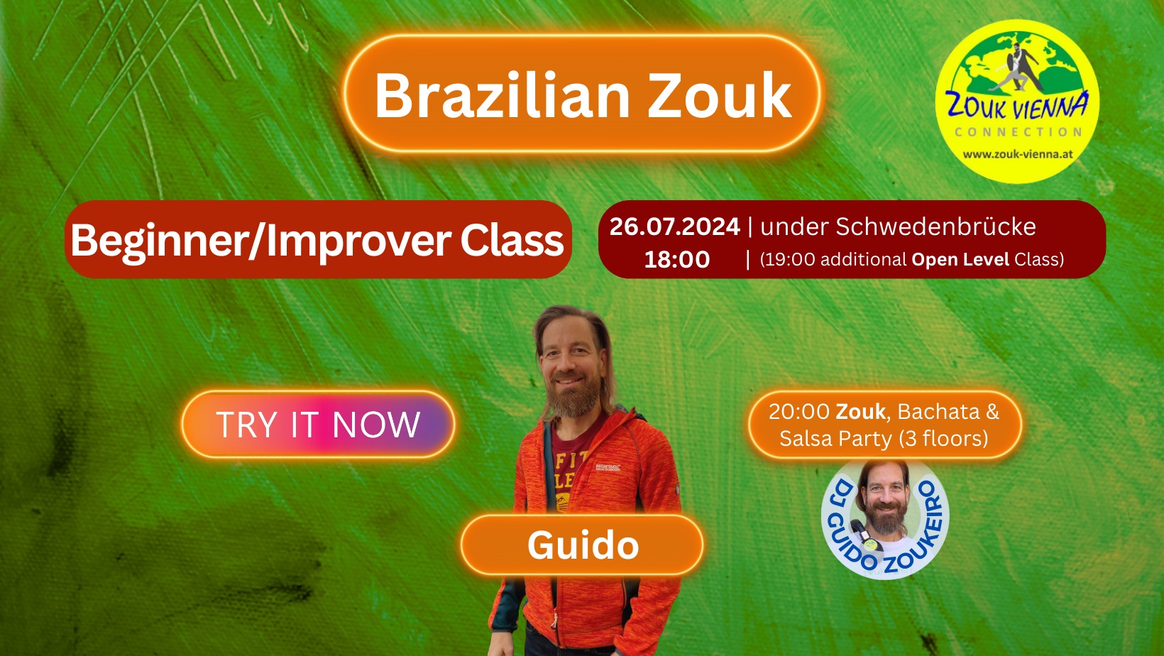Brazilian Zouk Beginner Improver Class + Party