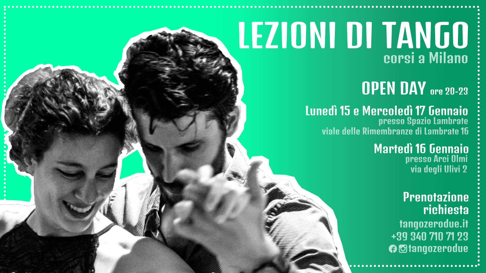OPEN DAY TANGO a MILANO - Nuovo corso principianti Mercoledì 17 Gennaio