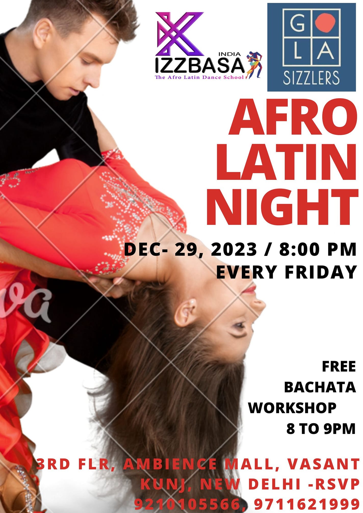 KIZZBASA AFRO LATIN NIGHT WITH FREE BACHATA WORKSHOP