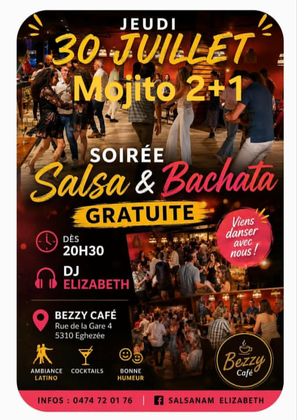 Jeuidi 30 juillet soirée salsa bachata gratuite ! Mojito 2+1