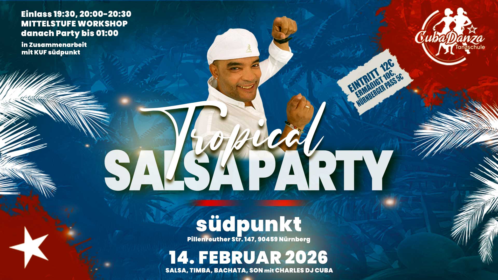Salsa Tropical Party auf XXL Tanzfläche + Timba Salsa Cubana Workshop