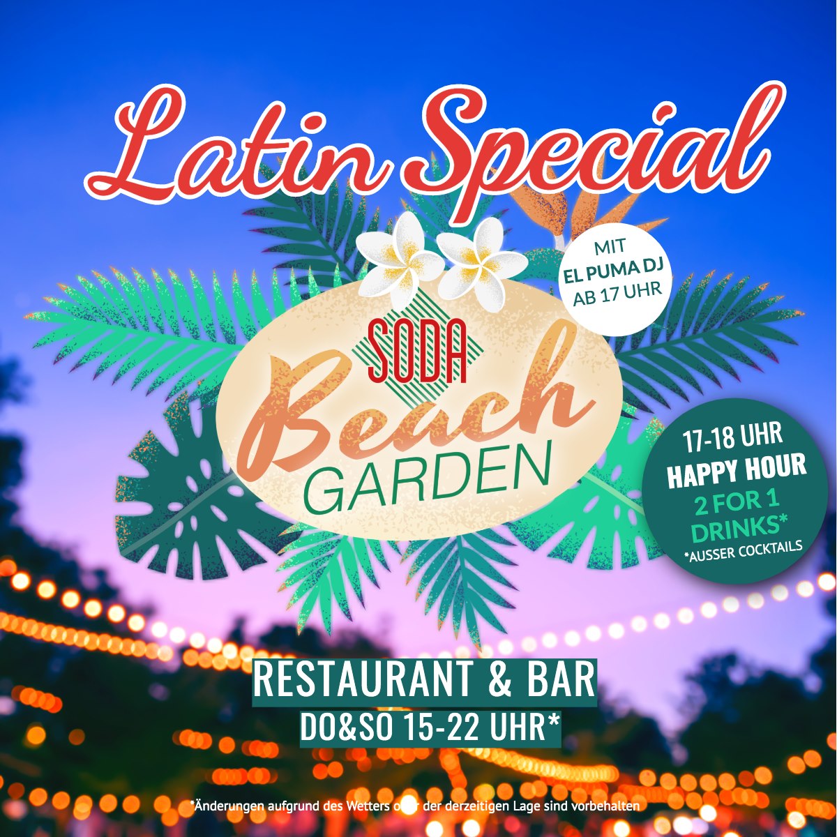 SODA Beach Garden - Latin Special donnerstags
