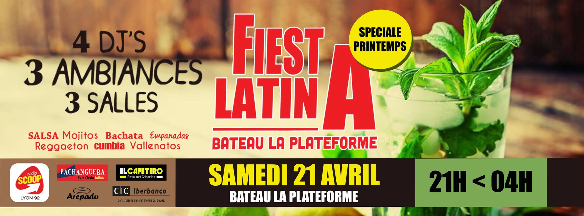Sam 21 Avril Fiesta 100% Latina Bateau La Plateforme