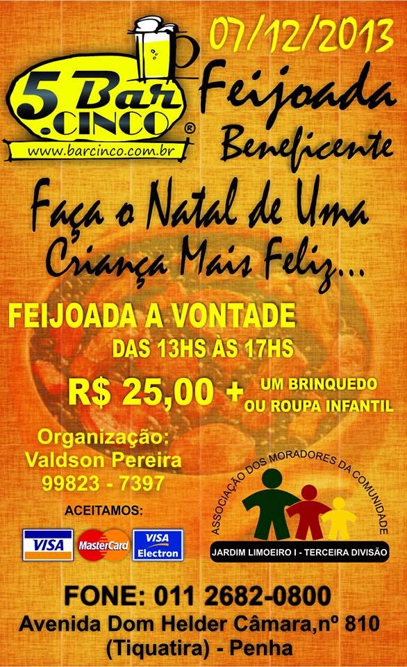 ***FEIJOADA BENEFICENTE NO BAR CINCO***A.M.D.JD LIMOEIRO I - VAL MEL