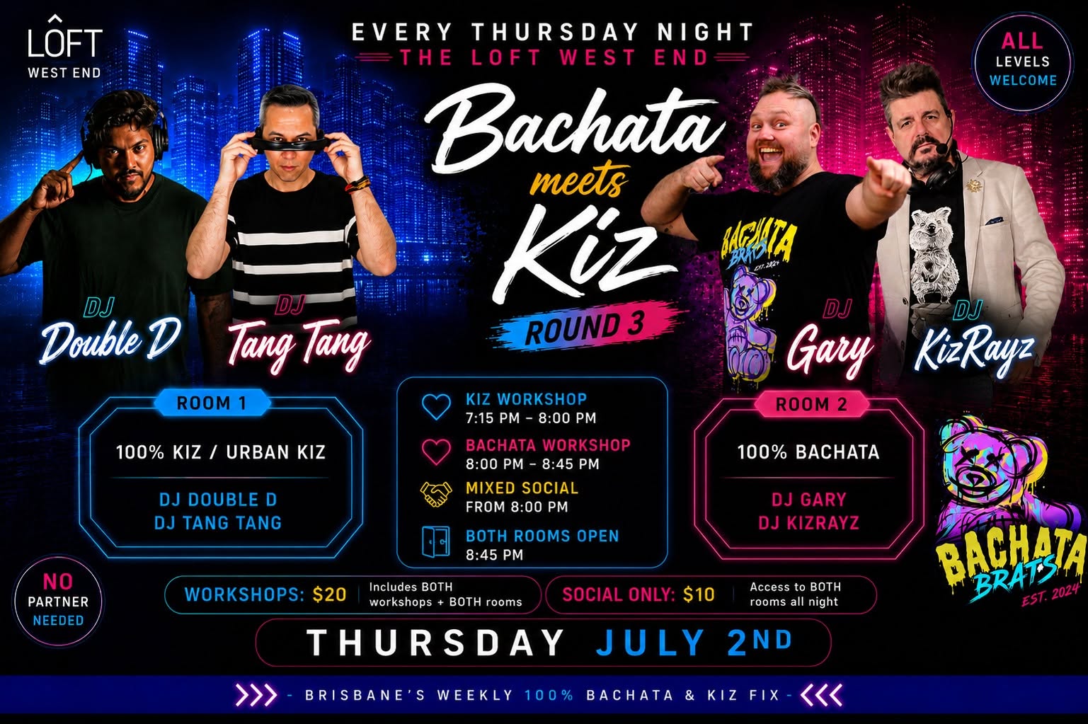 BACHATA meets KIZ party Round 3 - The LOFT West End ~ LET's DANCE!