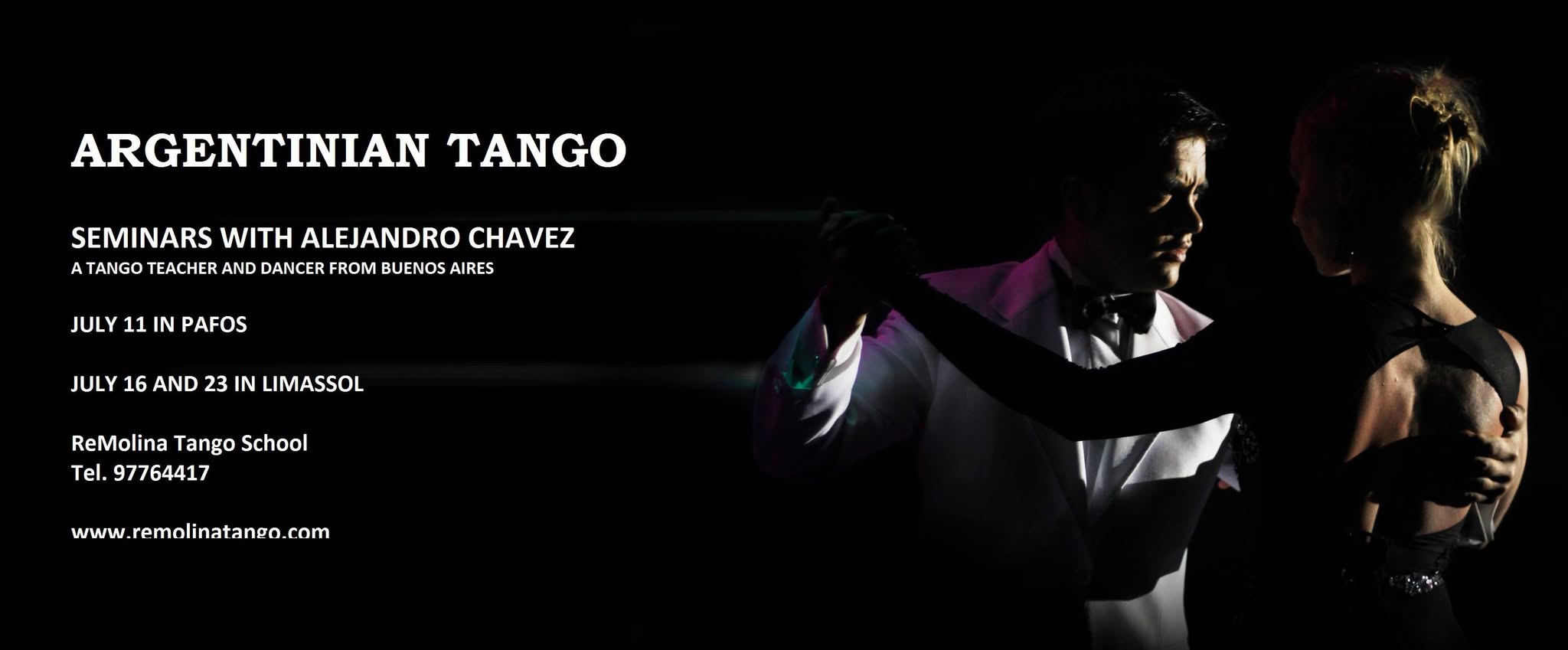 IMPROVISATION in Argentinian Tango: Tango Seminars with Alejandro Chavez July in Nicosia, Pafos, Limassol