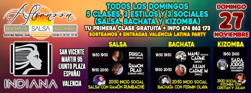 Afternoon Salsa: 5 clases, 3 estilos y sociales. 1ª Clase Gratis