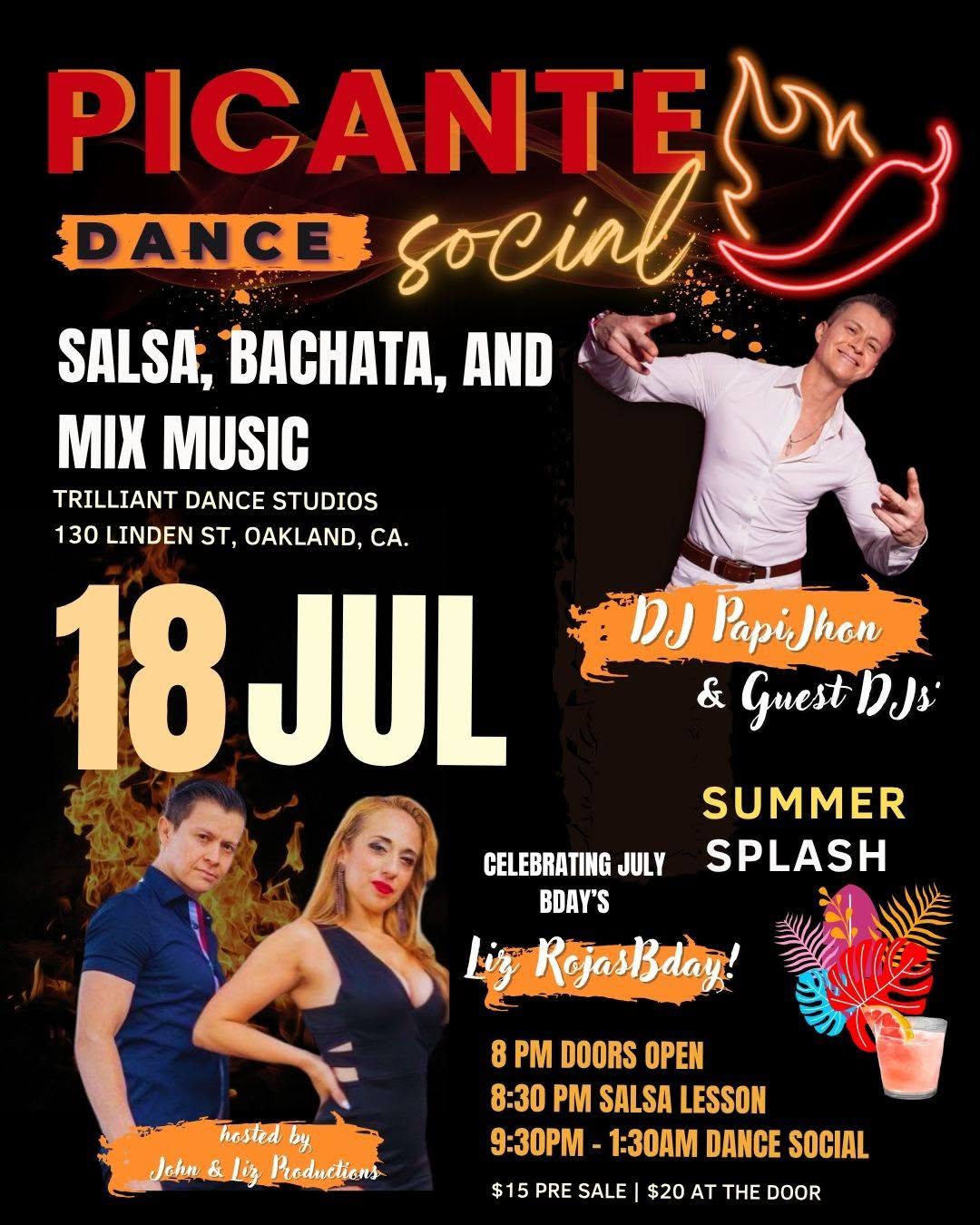๐ฅSATURDAY JULY 18๐ Picante Dance Socials of 2026! Save Dates!