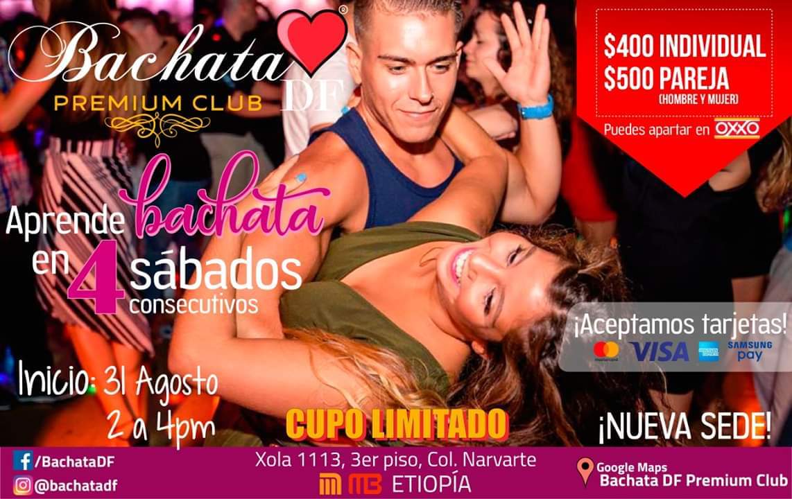 Aprende Bachata en "4 clases" sabados