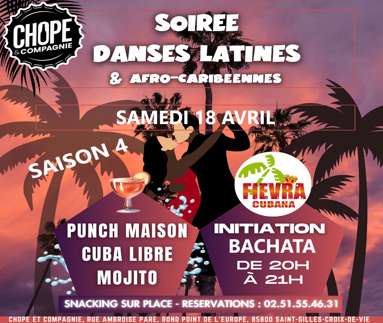 Soirée danses latines - Chope&compagnie st gilles saison 4