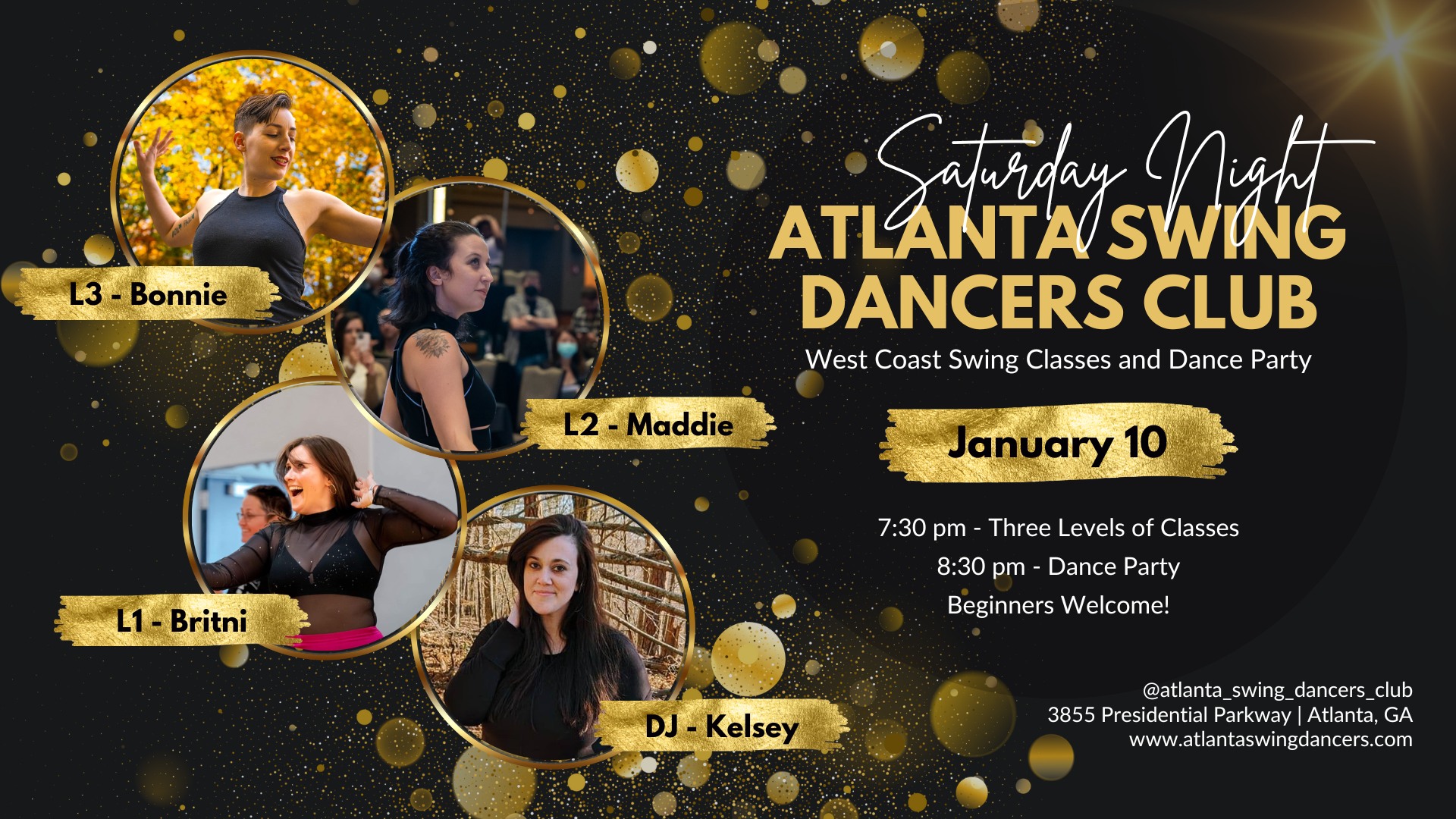 ASDC West Coast Swing Classes and Dance Party Saturday January 10