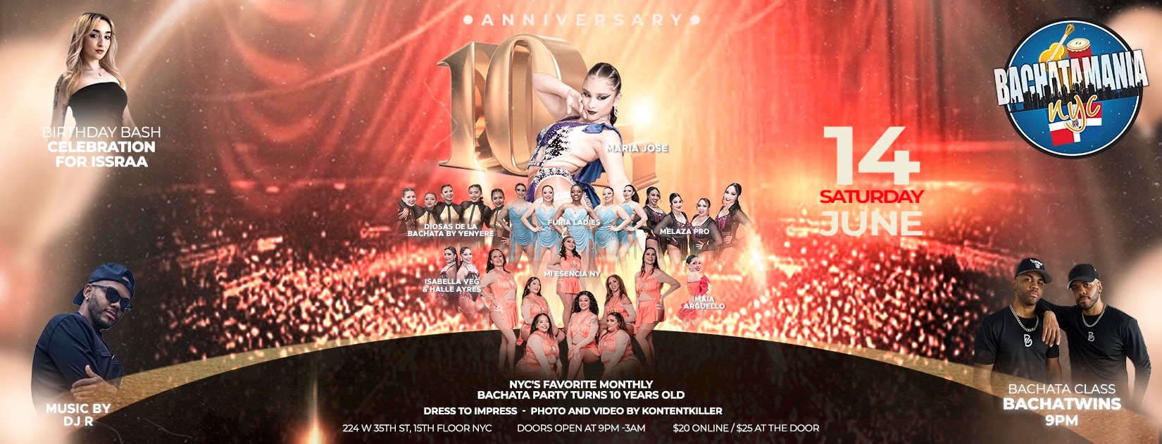 BACHATAMANIA NYC 10TH ANNIVERSARY JUNE 14TH
