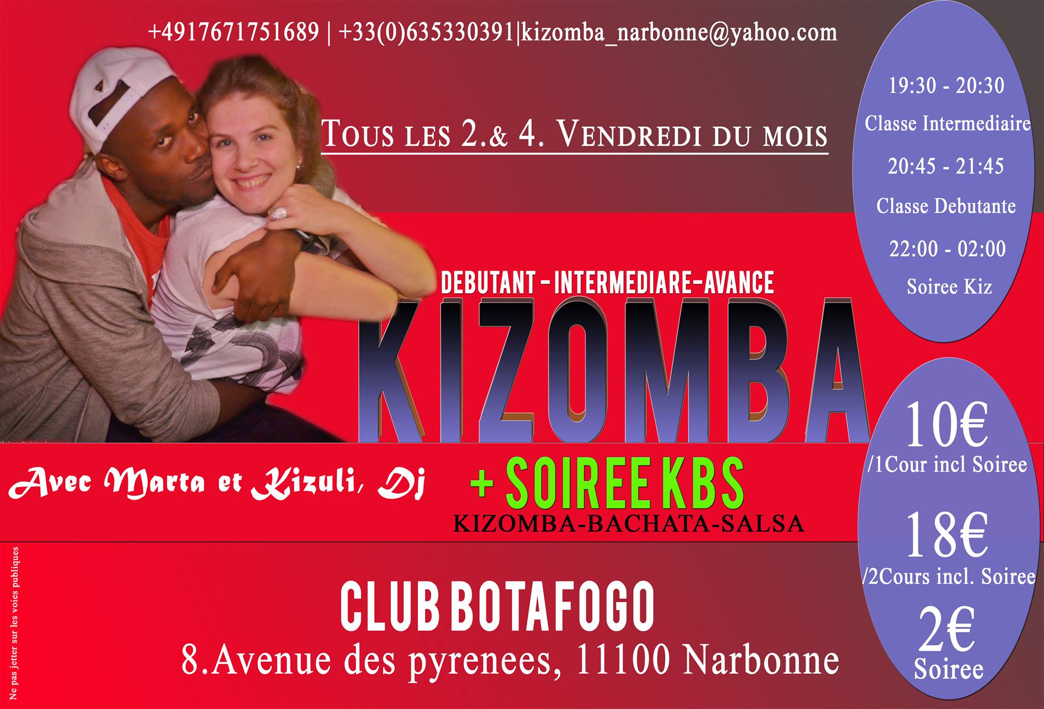 Cours Kizomba & Soiree KBS avec Kizuli&Marta