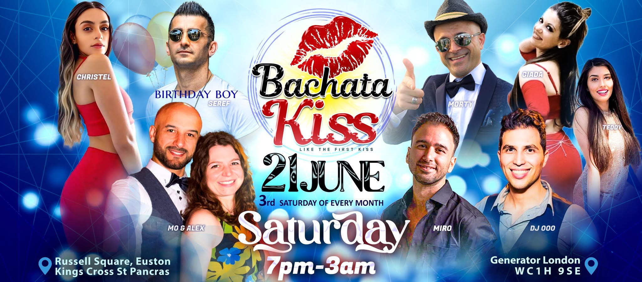 Bachata Kiss - June - Bachata classes and parties on the 3rd Saturday of every month in London