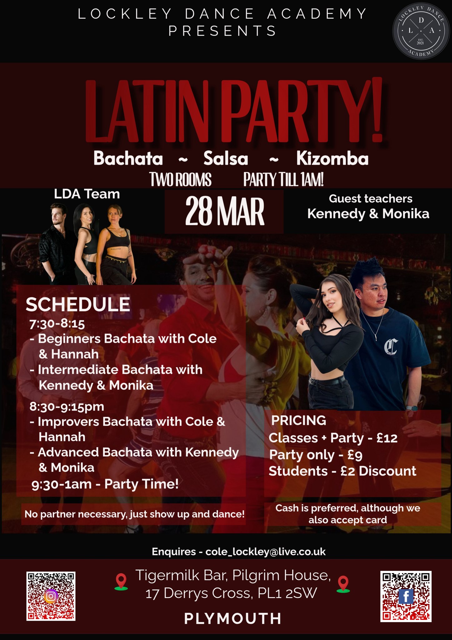 Monthly Latin Party with guest teachers Kennedy & Monika!