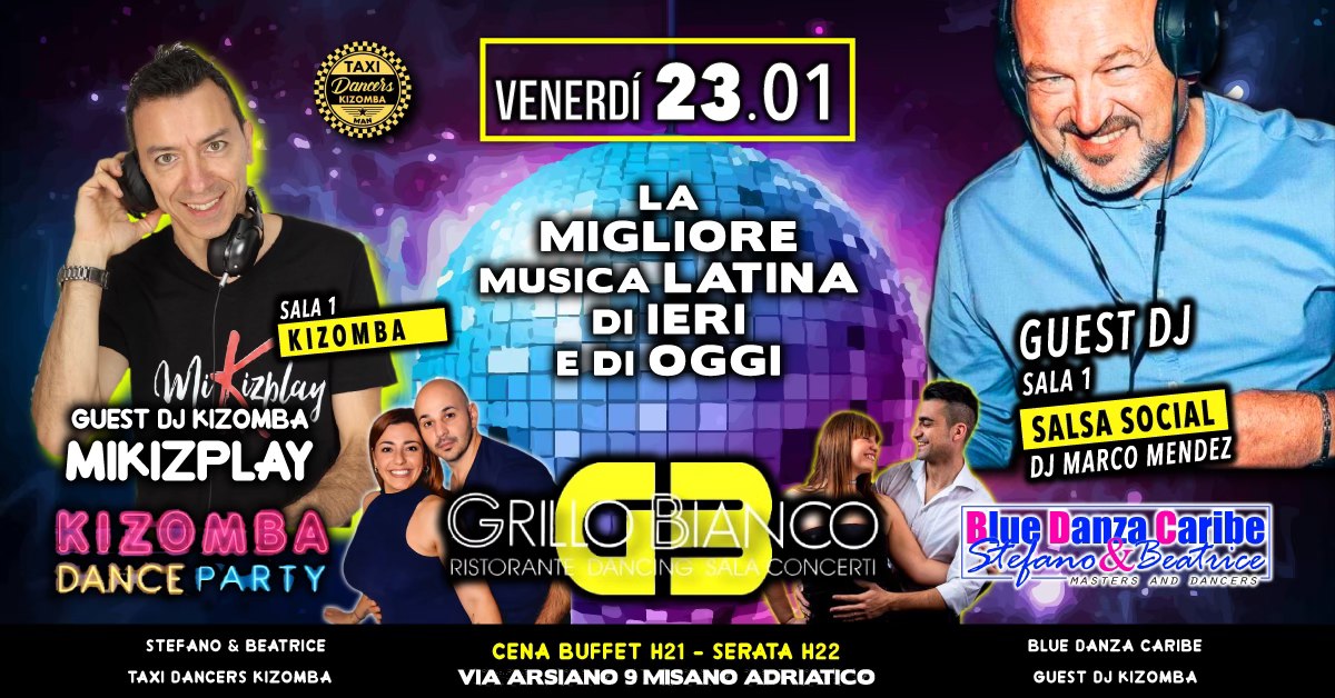 Venerdรฌ 23 Gennaio_Salsa Social Y Kizomba Dance Party_Grillo Bianco 2 Misano Adriatico