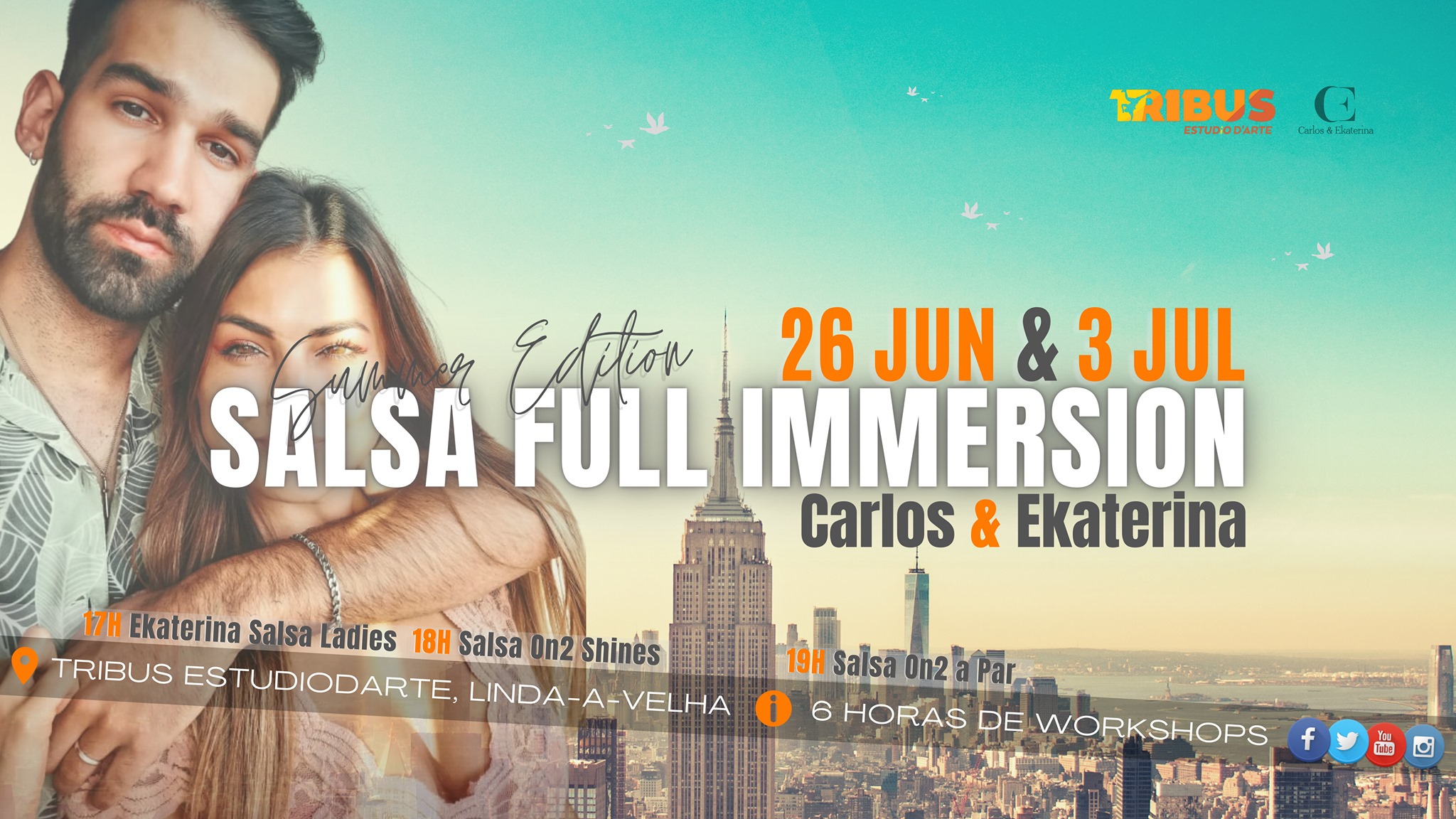 ✺ Workshops Salsa Full Immersion ✺ 26 JUN & 3 JUL ✺ 6 Horas ✺ Carlos & Ekaterina ✺