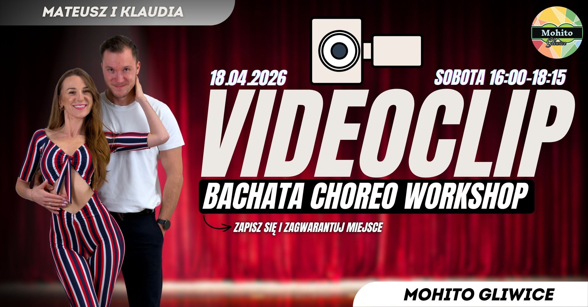 VIDEOCLIP - BACHATA CHOREO WORKSHOP ZAJĘCIA SPECJALNE Z KLAUDIĄ I MATEUSZEM W MOHITO GLIWICE