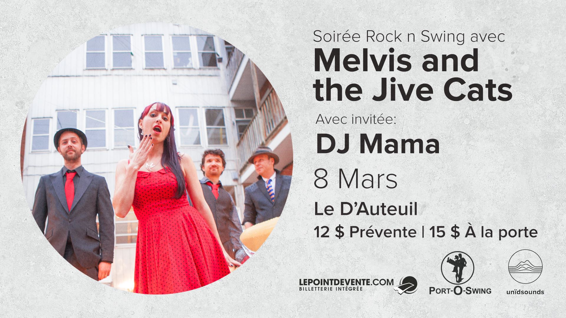 Rock n Swing avec Melvis and the Jive Cats 8 mars unïdsounds