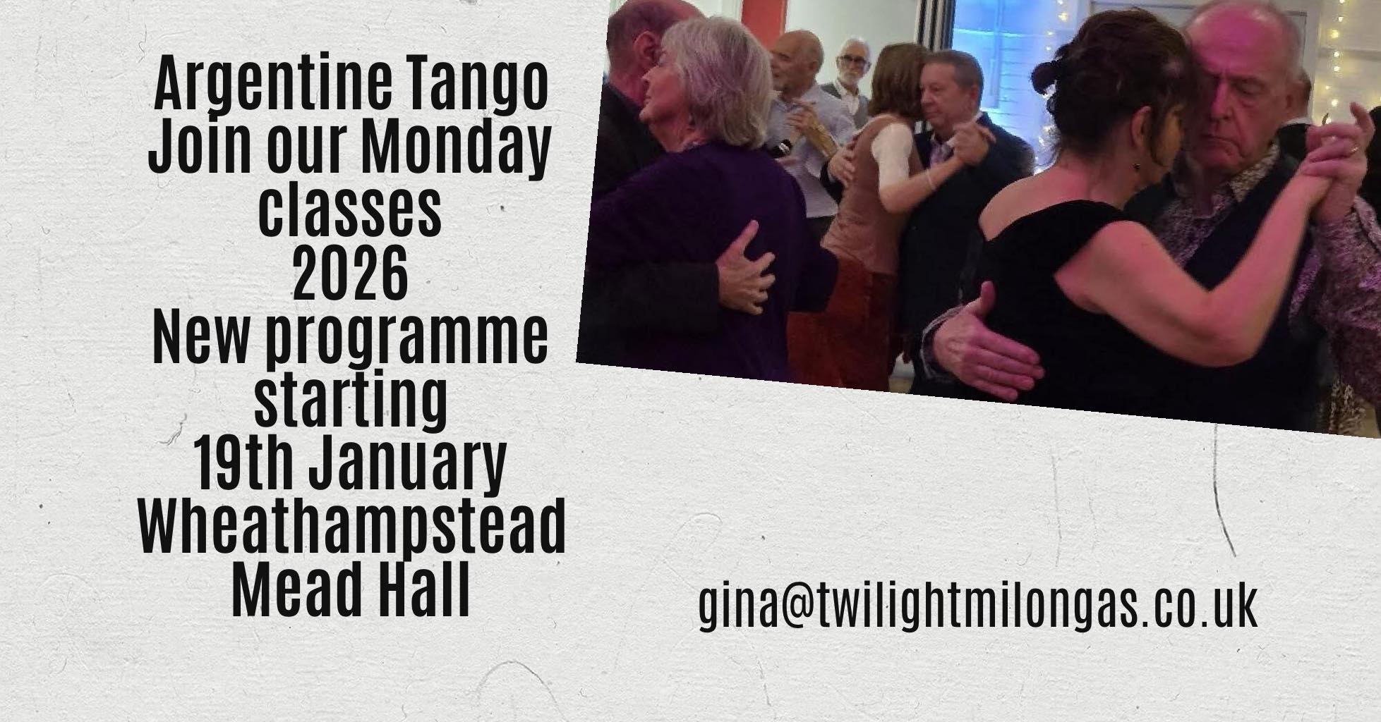 Argentine Tango weekly Monday Class - new programme