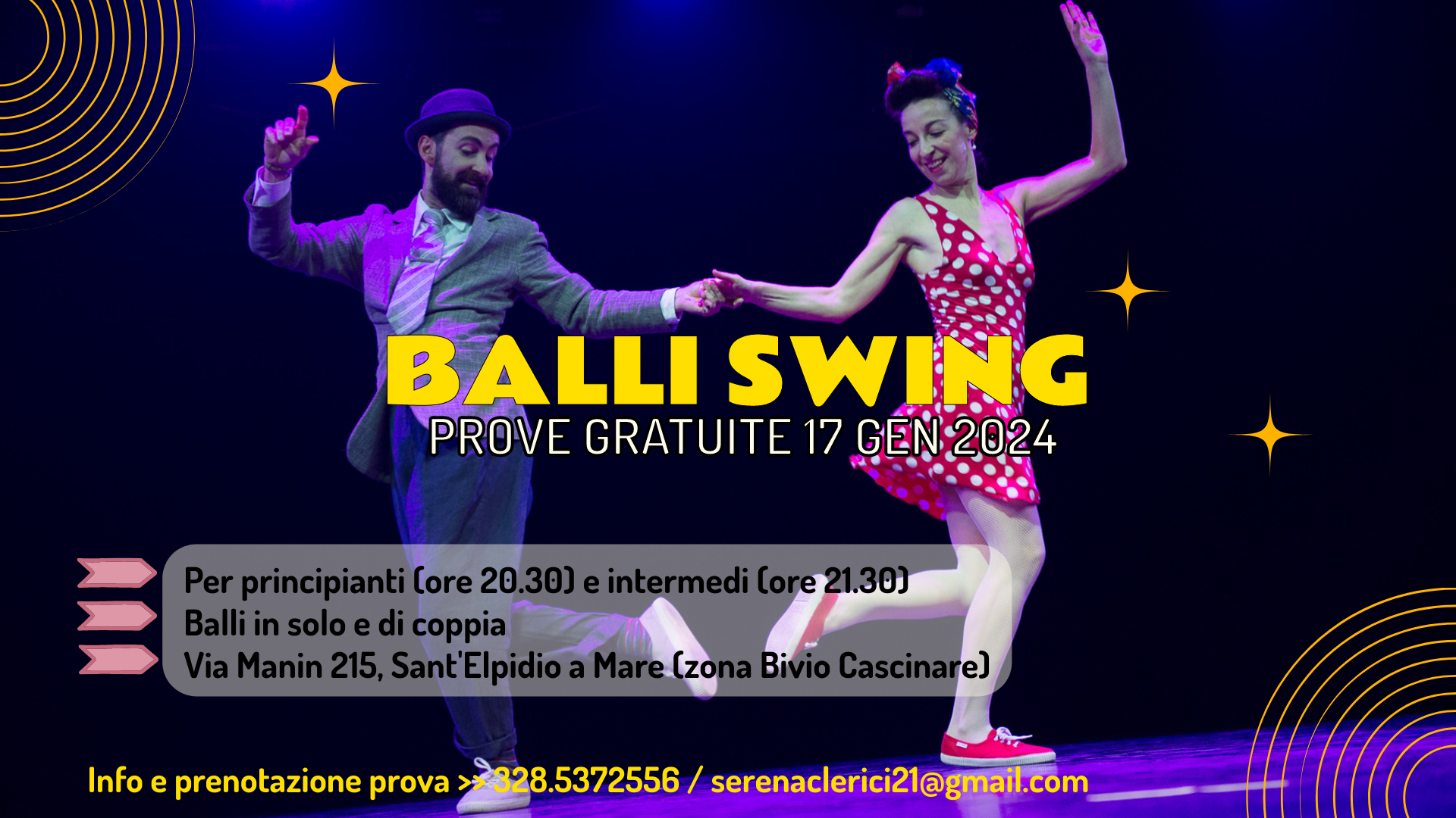 PROVE GRATUITE di BALLI SWING per PRINCIPIANTI e INTERMEDI! Zona Bivio Cascinare Civitanova Sud