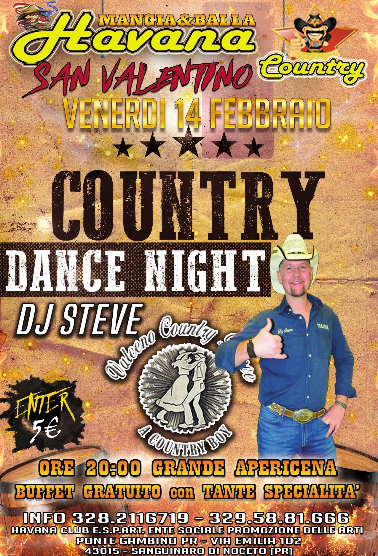 Venerdi☆Country☆Havana☆con Valceno Country Dance STAGE Dj Steve!