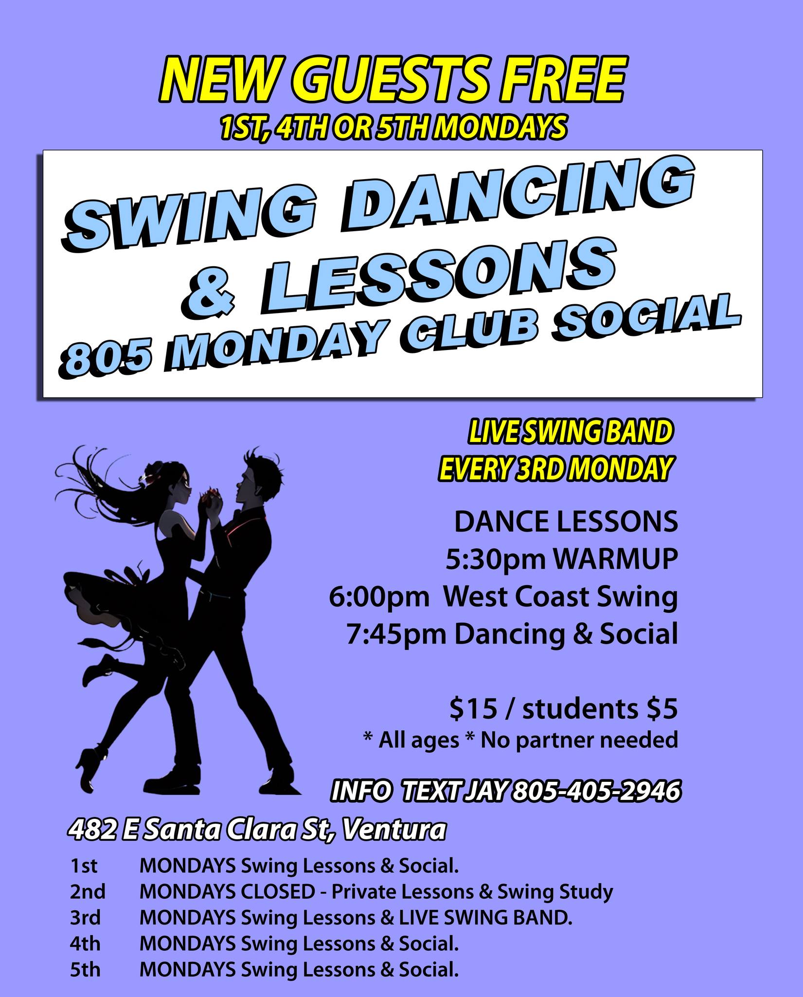 WEST COAST SWING ! MONDAYS lesson & Dance
