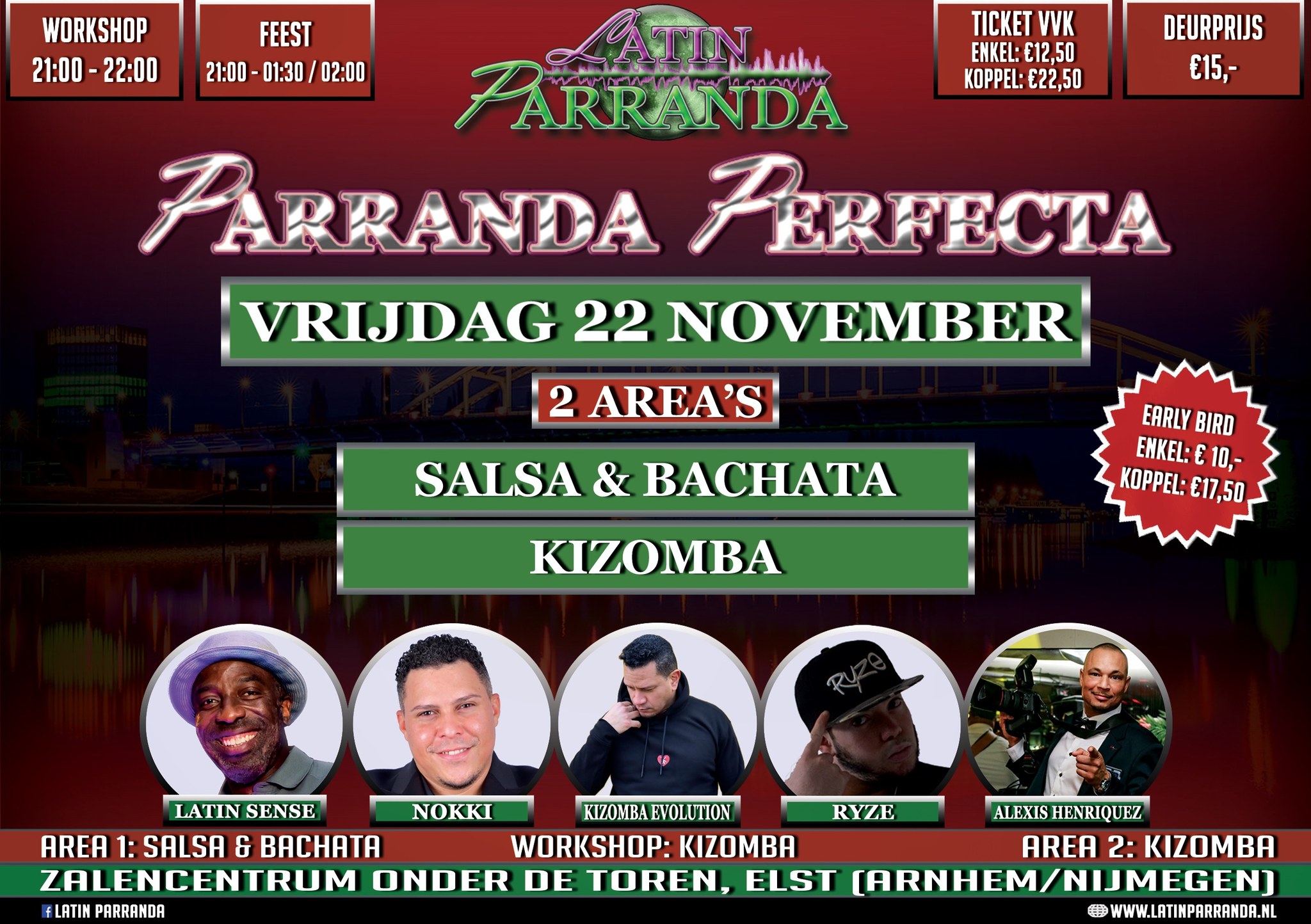 Parranda Perfecta! vrijdag 22 november - 2 area's: Salsa Bachata Kizomba - Arnhem Nijmegen