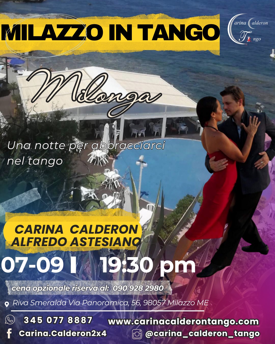 ✨ Milazzo in Tango Una notte per abbracciarci nel tango ✨🌙 (Carina Caldeorn e Alfredo Astesiano)
