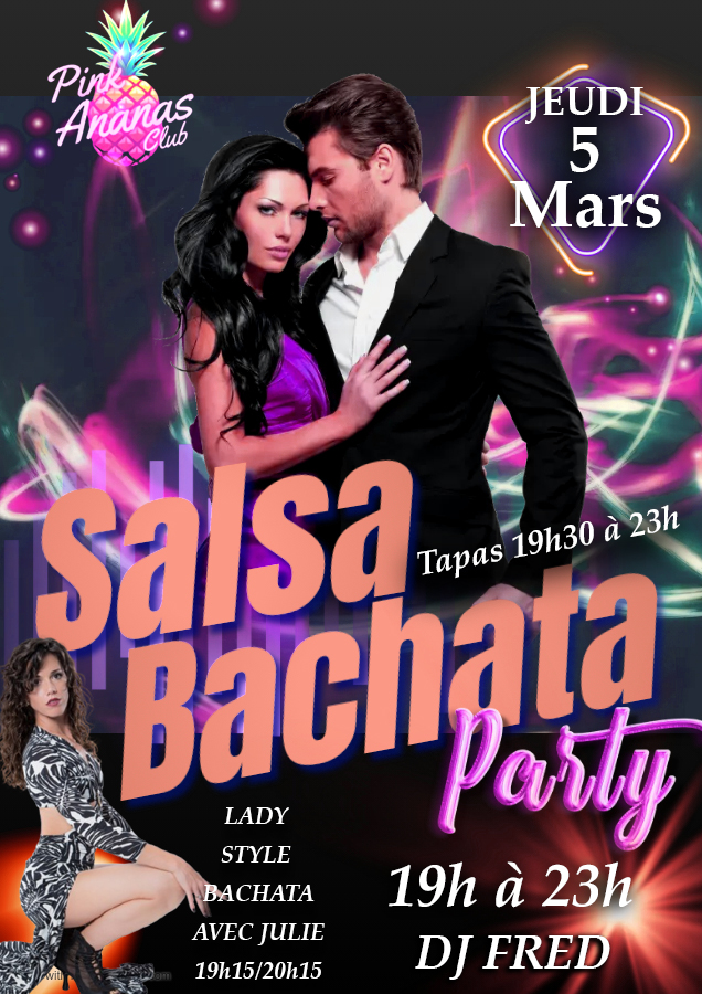đ„SPECIAL SALSA BACHATA đ„EntrĂ©e Libre AU PINK JEUDI 23 AVRIL 19H Ă 23H DJ FRED + LADY STYLE