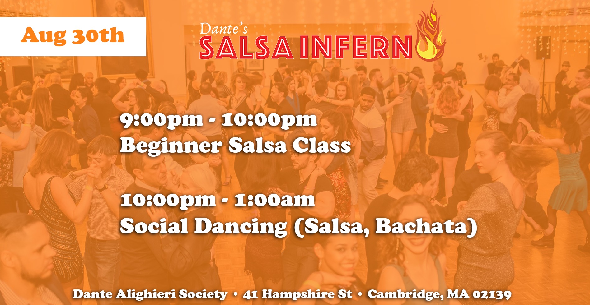 Dante's Salsa Inferno Aug 30th Labor Day Weekend Salsa Bachata Dance Social!