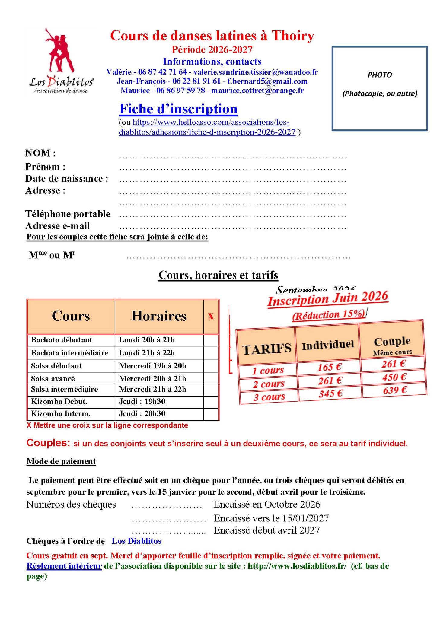 Pré-inscription cours de danse latine: Los-Diablitos Thoiry