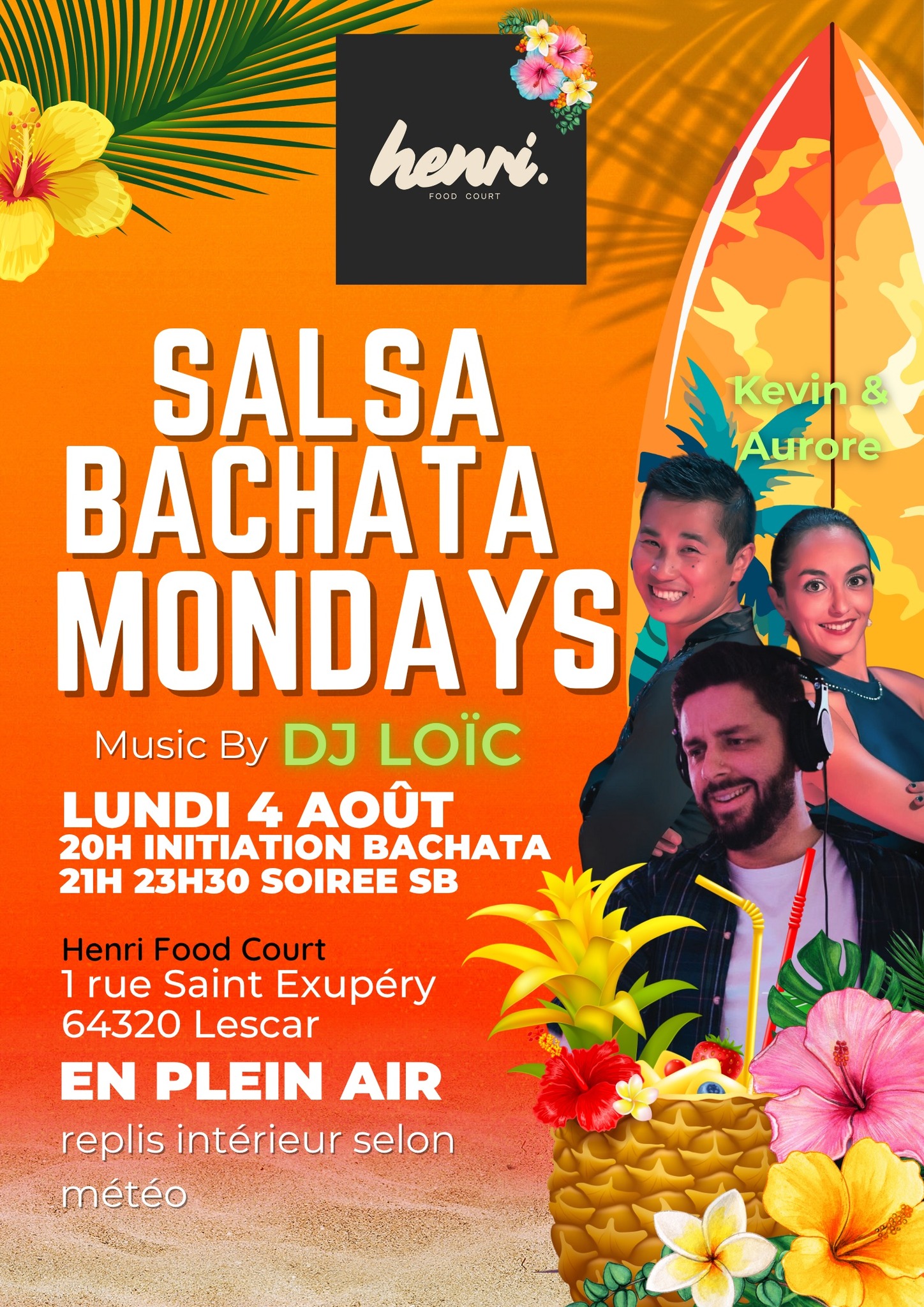 Salsa Bachata en plein air ! Initiation Bachata et soirée avec Dj Loïc au Henri Food Court