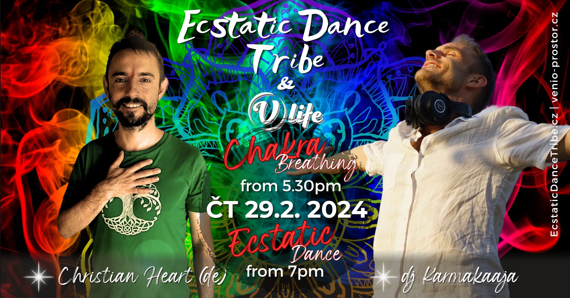 DJ KARMAKAAJA Ecstatic Dance & CHAKRA BREATHING ČTVRTEK 1.2. V-Life Praha