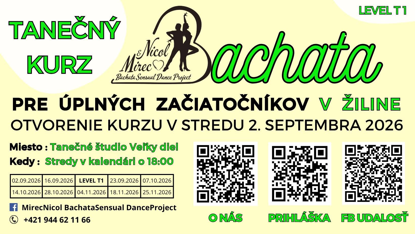 KURZ TANCA BACHATA PRE ÚPLNÝCH ZAČIATOČNÍKOV V ŽILINE