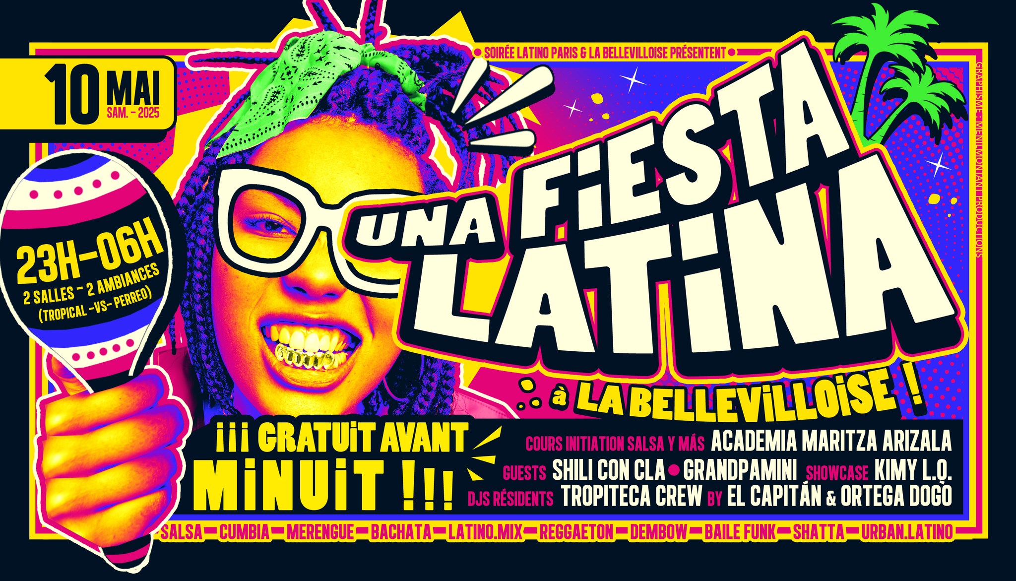 UNA FIESTA LATINA🌴 Samedi 10 Mai à La Bellevilloise !!! 💃 2 SALLES : Tropical -vs- Perreo